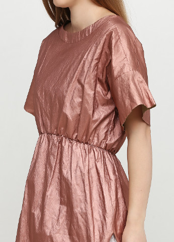 Розово-коричневое коктейльное платье Miho's однотонное