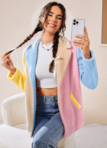 Комбіноване Кежуал напівпальто SHEIN колор блок