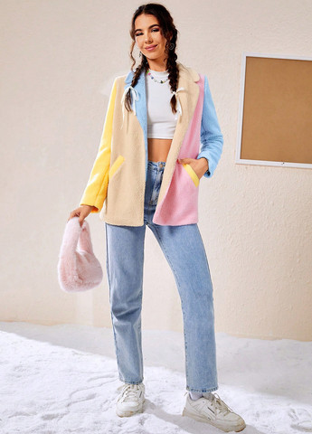 Комбіноване Кежуал напівпальто SHEIN колор блок