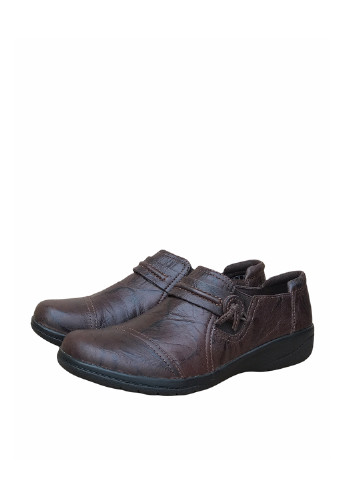Темно-коричневые женские кэжуал туфли с аппликацией без каблука - фото