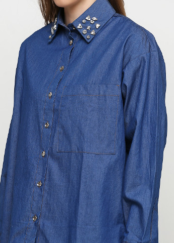 Синяя джинсовая рубашка однотонная Frime