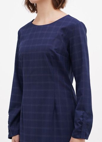 Темно-синя кежуал сукня силуетна Sassofono в клітинку