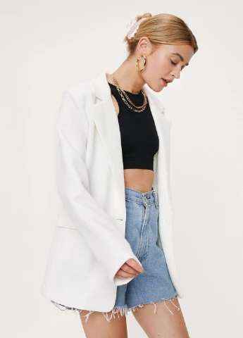 Белый женский жакет Nasty Gal однотонный - демисезонный