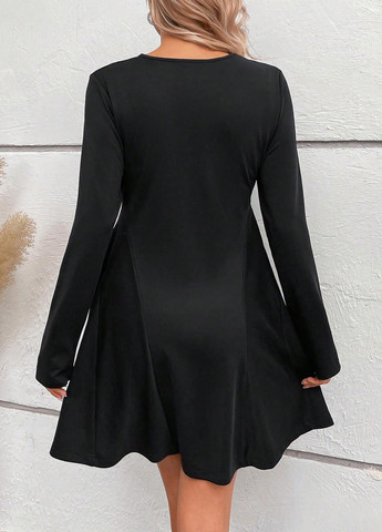 Черное кэжуал платье для беременных клеш SHEIN однотонное