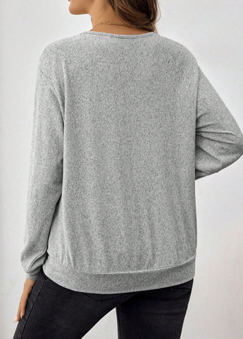 Серый свитшот для беременных SHEIN однотонный с вырезами, складки (366498604)