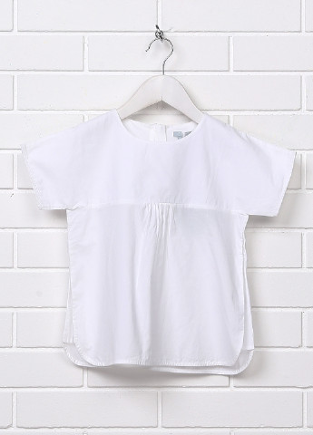Белая однотонная блузка с коротким рукавом Cos летняя