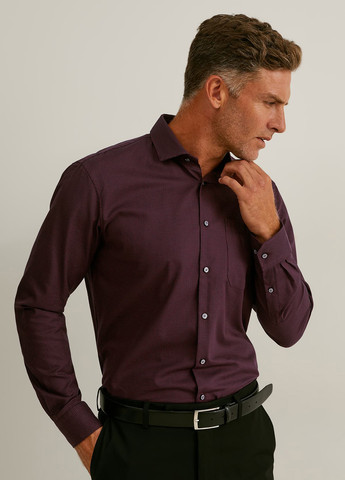 Бордовая классическая, кэжуал рубашка с абстрактным узором C&A