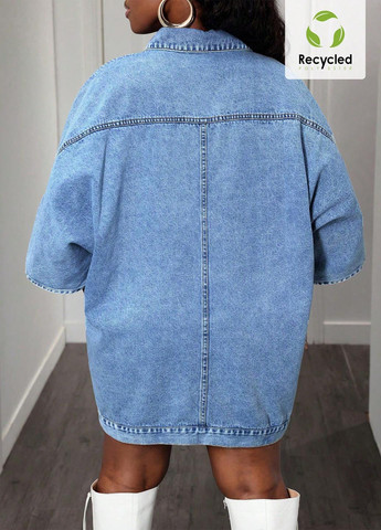 Синее джинсовое, кэжуал платье оверсайз, рубашка SHEIN варенка