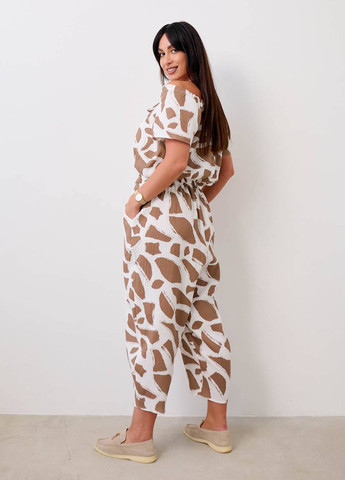 Комбінезон LibeAmore комбінезон-брюки абстрактний білий кежуал бавовна, віскоза, муслін