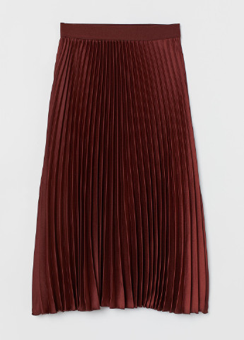 Бордовая кэжуал однотонная юбка H&M плиссе