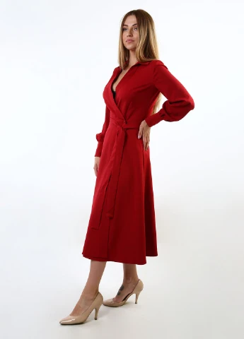 Темно-красное кэжуал платье InDresser однотонное