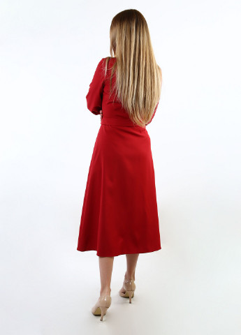 Темно-червона кежуал сукня InDresser однотонна