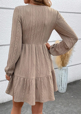 Светло-коричневое кэжуал платье а-силуэт SHEIN однотонное