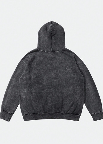 Черный худи SHEIN однотонный без декора (331536116)