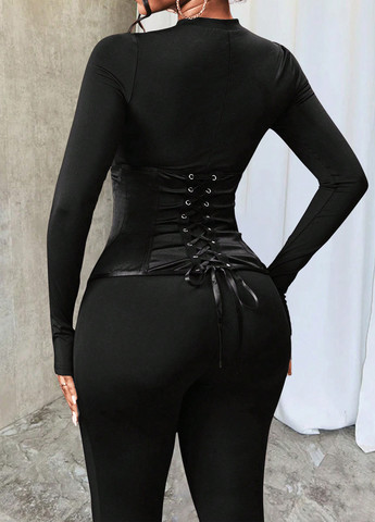 Комбінезон SHEIN комбінезон-брюки однотонний чорний кежуал поліестер