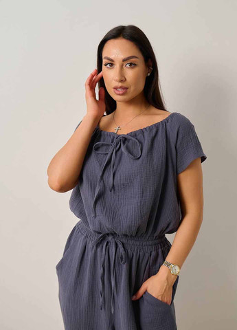 Комбінезон LibeAmore комбінезон-брюки однотонний лавандовий кежуал бавовна, віскоза