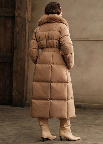 Бежевое зимнее Пальто однобортное SHEIN
