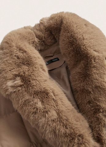 Бежевое зимнее Пальто однобортное SHEIN