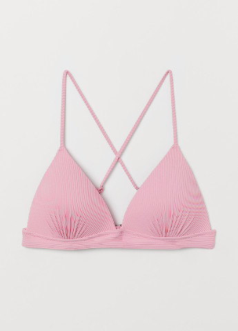 Купальный лиф H&M бикини однотонный розовый пляжный полиамид