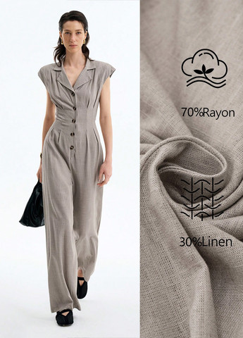 Комбінезон SHEIN комбінезон-брюки однотонний світло-сірий кежуал віскоза