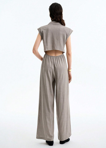 Комбінезон SHEIN комбінезон-брюки однотонний світло-сірий кежуал віскоза