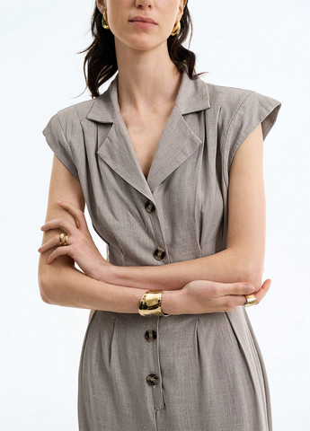 Комбінезон SHEIN комбінезон-брюки однотонний світло-сірий кежуал віскоза