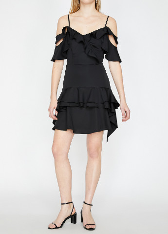 Черное кэжуал платье клеш KOTON