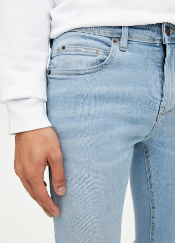 Голубые демисезонные зауженные джинсы Pull & Bear