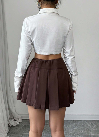 Коричневая кэжуал однотонная юбка SHEIN клешированная