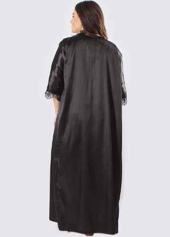 Чорний демісезонний комплект (топ, брюки, халат) Ghazel