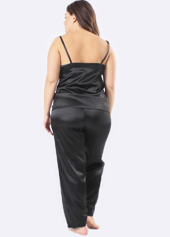 Чорний демісезонний комплект (топ, брюки, халат) Ghazel