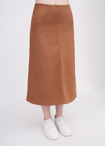 Кирпичная кэжуал однотонная юбка EQUILIBRI а-силуэта (трапеция)