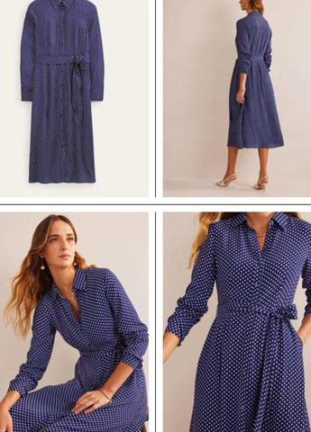 Темно-синя кежуал сукня сукня-сорочка Boden в горошок