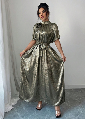 Бронзова вечірня, кежуал сукня оверсайз SHEIN однотонна