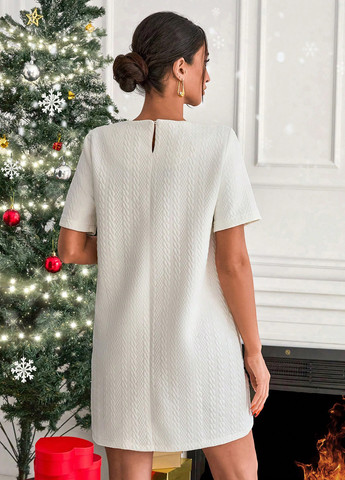 Белое кэжуал платье а-силуэт SHEIN однотонное