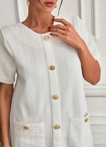 Белое кэжуал платье а-силуэт SHEIN однотонное