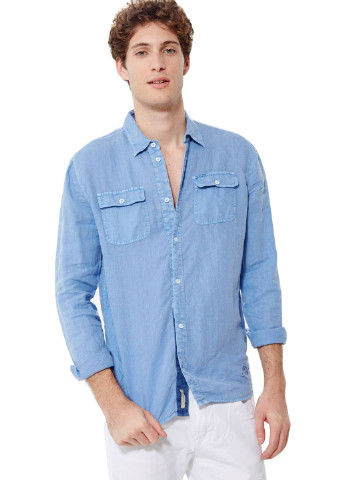 Синяя кэжуал рубашка однотонная Pepe Jeans