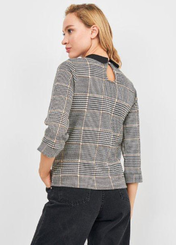 Сіра блуза демісезон,сірий-чорний-жовтий в клітку, Kiabi
