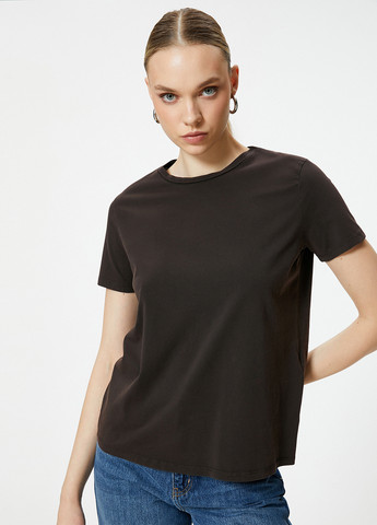 Темно-коричнева літня футболка KOTON