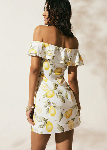 Белое кэжуал платье а-силуэт SHEIN с рисунком