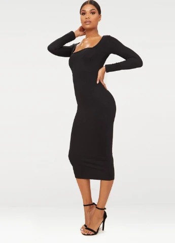 Черное кэжуал платье футляр PrettyLittleThing однотонное