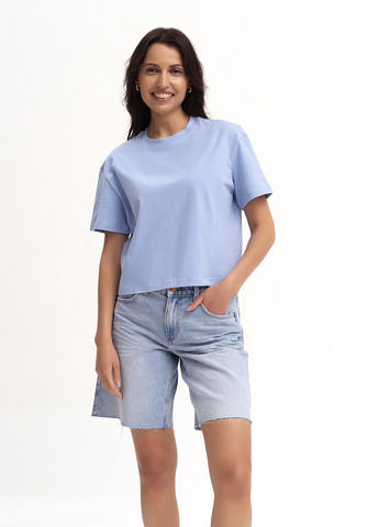 Блакитна літня футболка жіноча вкорочена KASTA design
