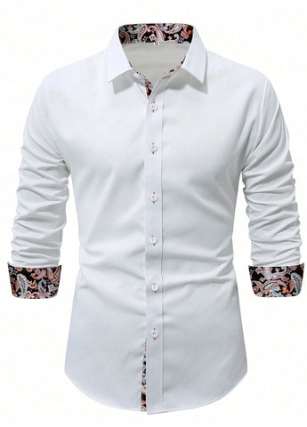 Белая классическая, кэжуал рубашка колор блок SHEIN