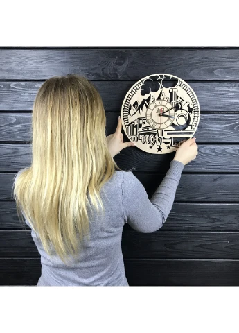 Оригінальний дизайнерський годинник з дерева «Локомотив» 7Arts (253566128)