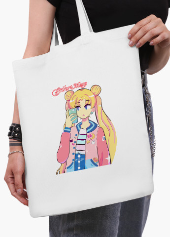 Эко сумка шоппер белая Сейлор Мун (Sailor Moon) (9227-2924-WT-2) экосумка шопер 41*35 см MobiPrint (224806209)