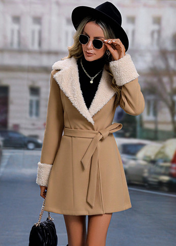 Темно-бежеве демісезонне Пальто SHEIN