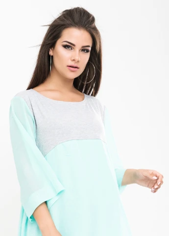 Светло-бирюзовое кэжуал платье New Style однотонное