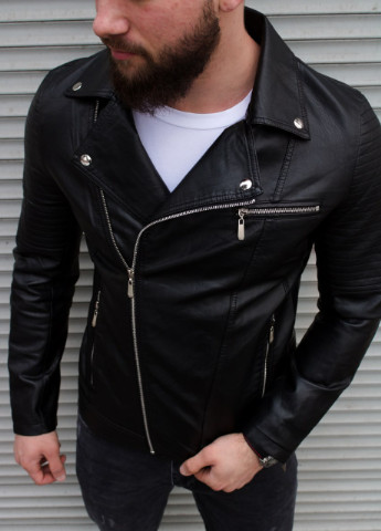 Черная демисезонная мужская черная кожаная куртка косуха косуха Vakko