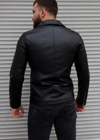 Черная демисезонная мужская черная кожаная куртка косуха косуха Vakko