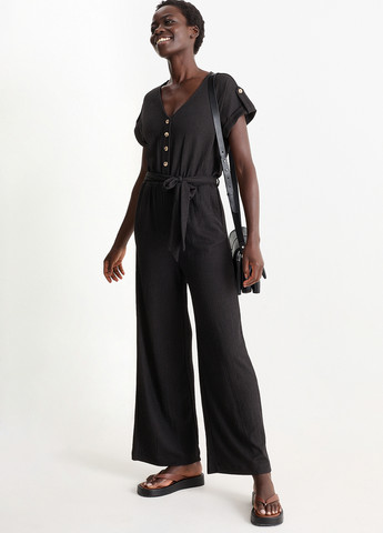 Комбінезон C&A комбінезон-брюки однотонний чорний кежуал поліестер